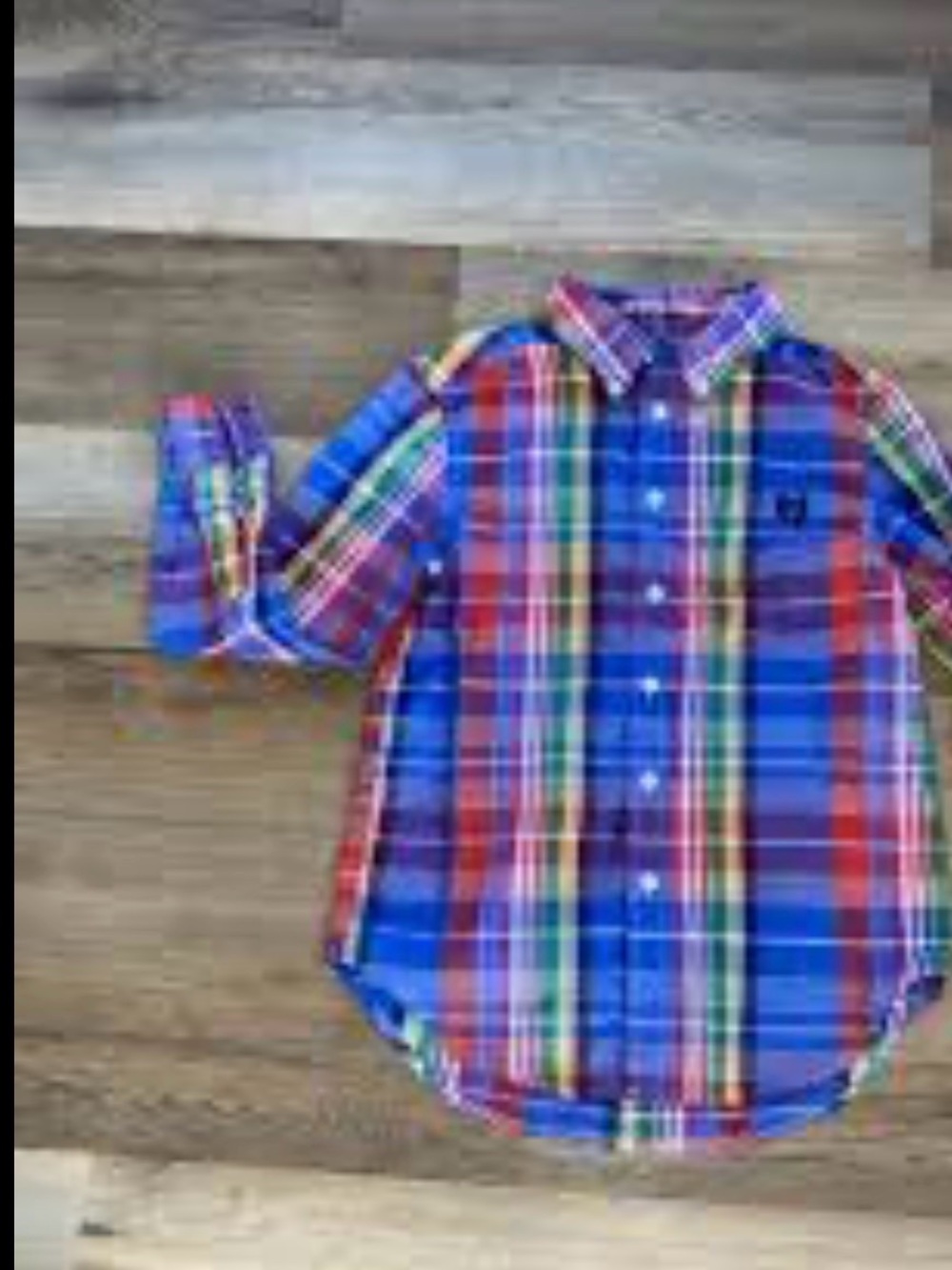 Chaps Boys Multicolor Plaid Button-Down Shirt - Blue, Red, Green